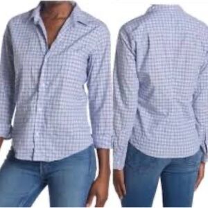 Frank & Eileen Barry Crinkle Check Plaid Button Down Shirt, Sz XS